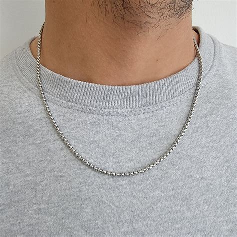 3mm stainless steel box chain 24in|metal box chain necklace.